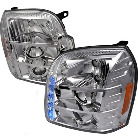 Overtime Halo LED Projector Headlights for 07 to 10 GMC Denali- 16 x 18 x 22 in. - Chrome OV3206930